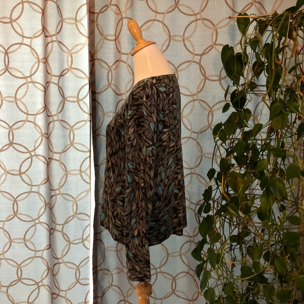 croft & barrow Leaf Print Long Sleeve Shirt Size Large - Picture 2 of 4